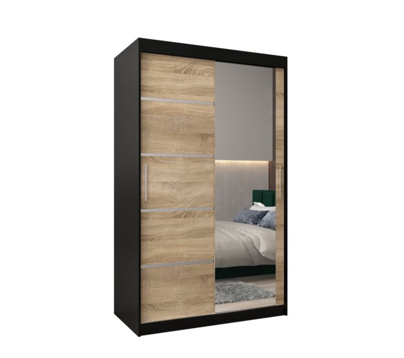 Szafa przesuwna Garderoba Abiks Verona 2 120 czarny + sonoma 1 szt.