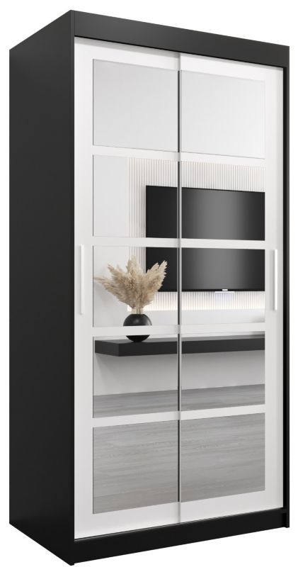 Szafa przesuwna Abiks ROMA 2 100 czarny mat + biały mat 1 szt.