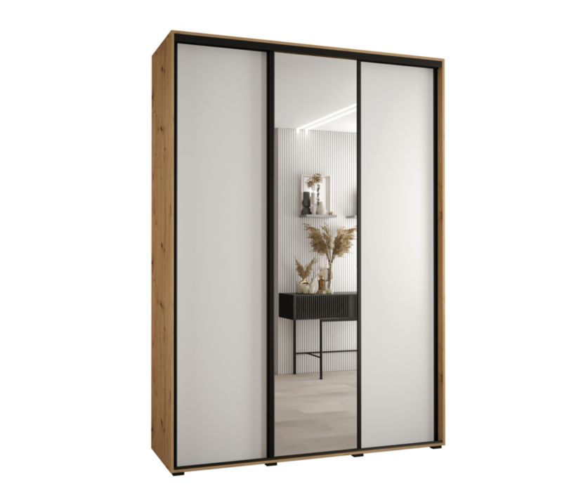 Szafa przesuwna Abiks DAVOS 3 wysoka szer.180cm gł.60cm artisan/biały/czarny 1szt.