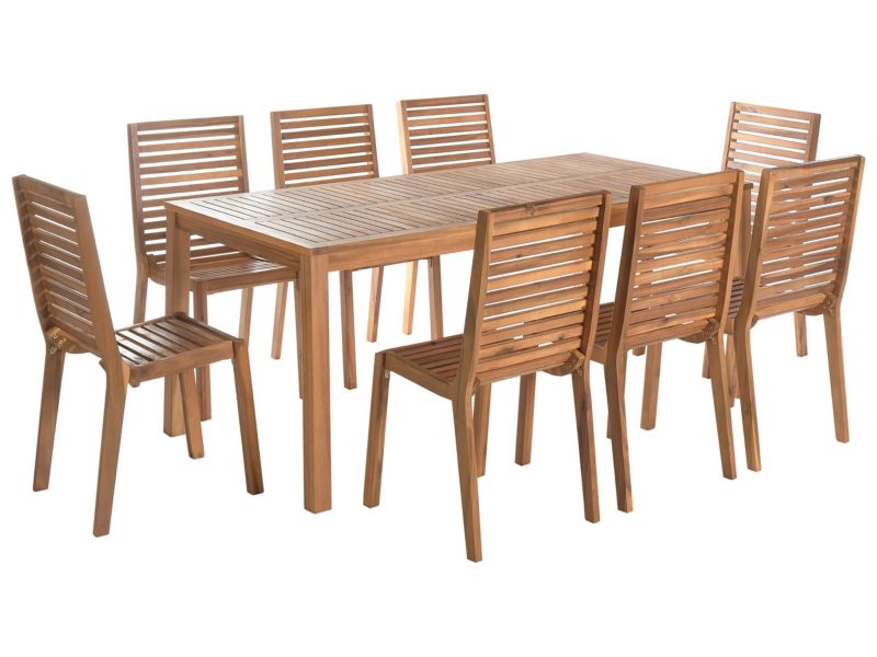Zestaw ogrodowy dla 8 osób Ombriano Certyfikowane drewno akacjowe Jasnobrązowy 1 kpl