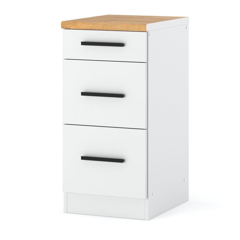 Szafka Kuchenna Hurtownia-Mebli Stojąca Z Szufladami Blanka dolna D40-3SZ 40cm Biały Mat Biały Mat 40x47x85 cm 1szt.