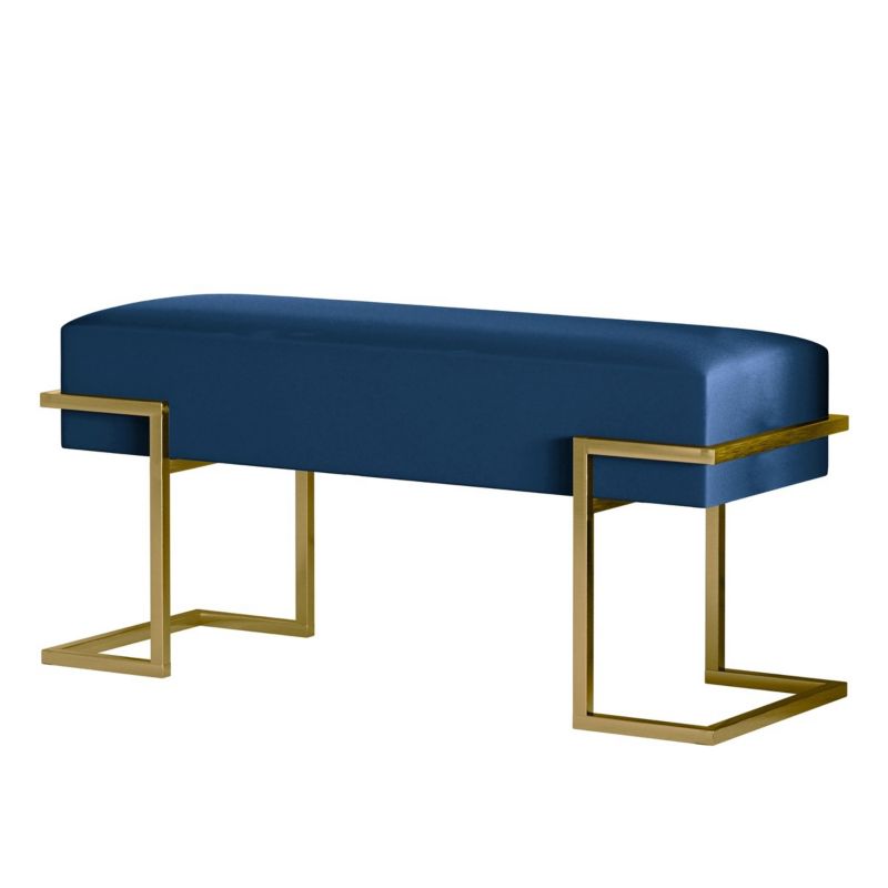 Ławka tapicerowana Bettso Cely 100 cm do przedpokoju na złotym stelażu granatowy 1szt.