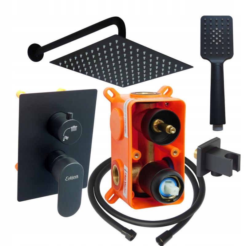 Zestaw prysznicowy podtynkowy Estiva LARMO Black czarny 1 kpl