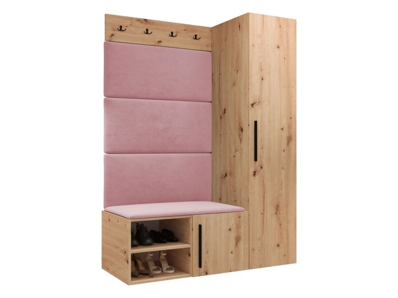 Garderoba MIRJAN 24 Medi II dąb artisan + różowy 1 kpl.