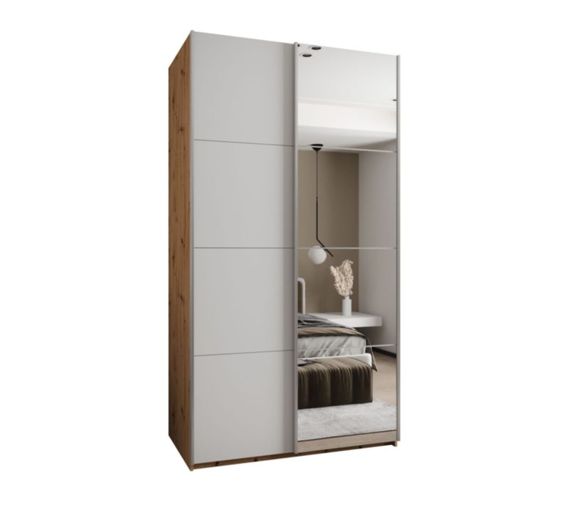 Szafa przesuwna Abiks LUX 3 wysoka szer.140cm artisan/biały/srebrny 1szt.