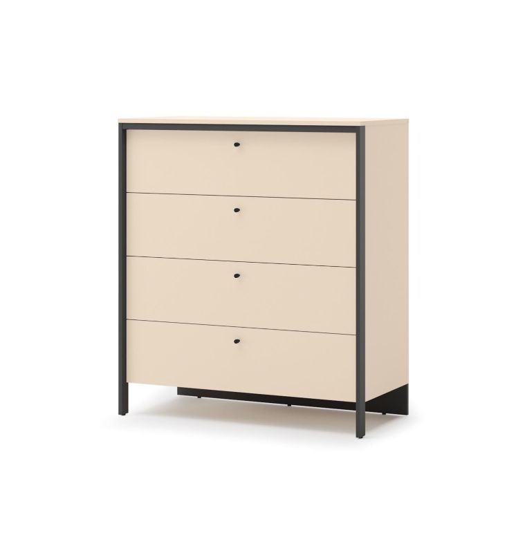 Komoda z szufladami Bettso Elba z oświetleniem LED do sypialni beżowy czarny 1szt.