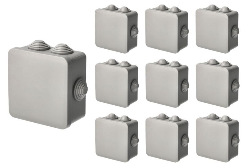 Puszka hermetyczna natynkowa EDO z dławikami odporna na UV zamknięcie na klik 70x70x35mm IP55 szary 10 szt