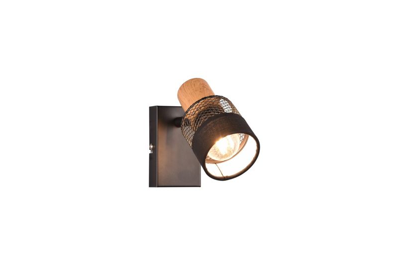 Kinkiet ścienny Trio Nandini czarny-jasne drewno 1 x E14 x 10W IP20 wym: 13,5 x 7 x 17 cm - 1 szt.