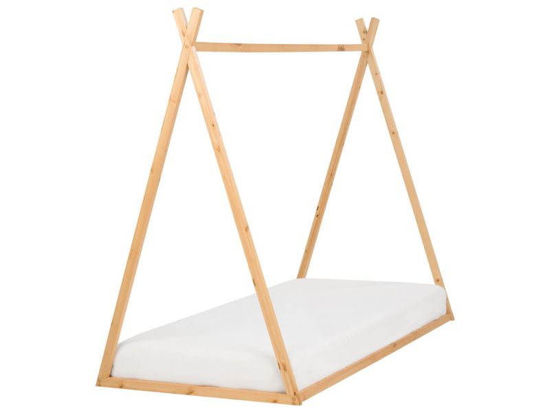 Łóżko dziecięce domek drewniane 90 x 200 cm jasne Saurat 1 szt.