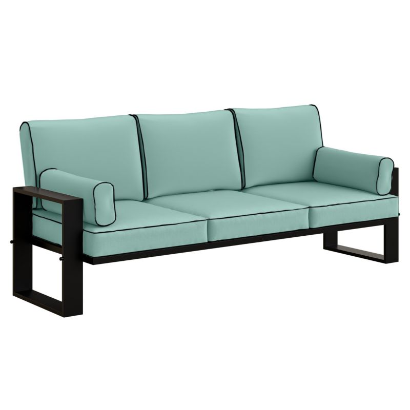 Sofa ogrodowa trzyosobowa Bettso Garten na czarnych nogach turkusowy 1szt.