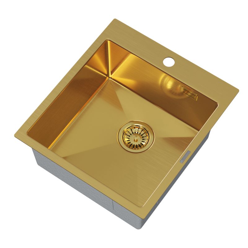 Zlewozmywak Stalowy Jednokomorowy Złoty Granitan Bez Ociekacza Silvo 45x50 + Syfon 1 Kpl.