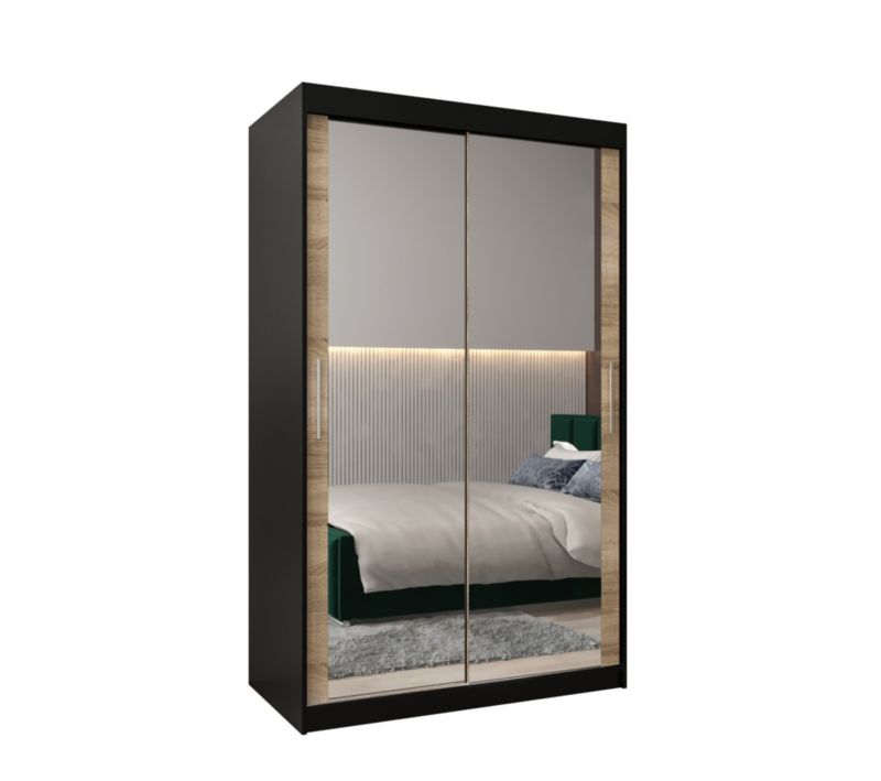 Szafa przesuwna Garderoba Abiks Tokyo 3 120 czarny + sonoma 1 szt.