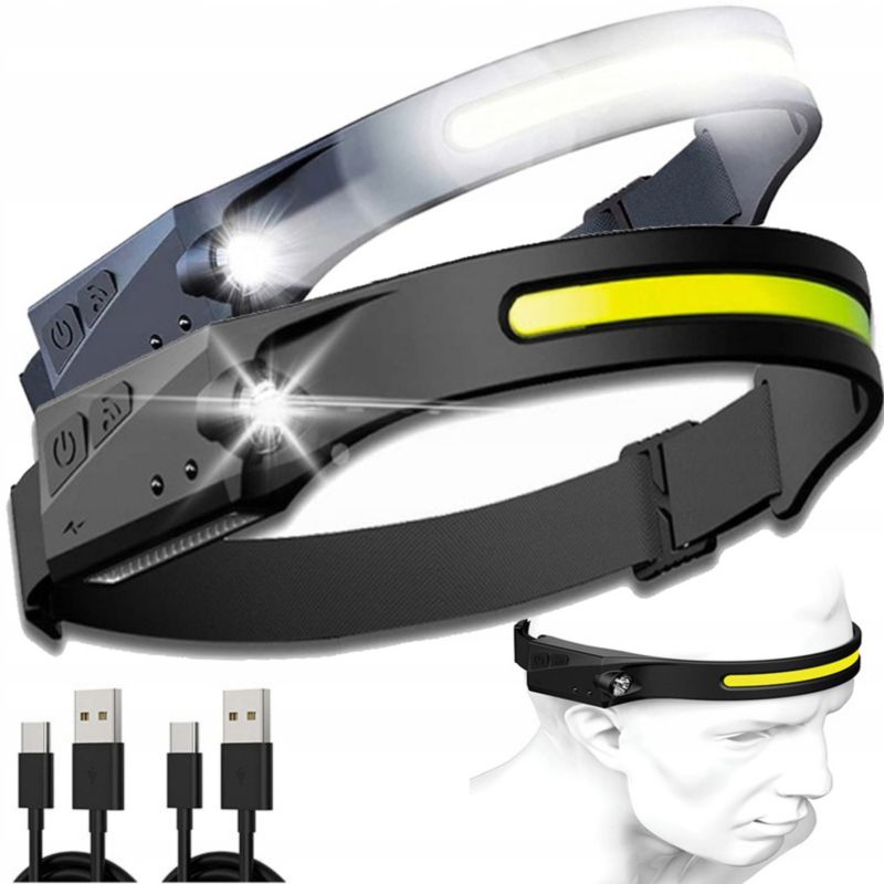 Latarka czołowa LED Germina gumowa do biegania + czujnik ruchu (1szt.)