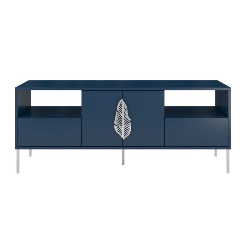 Granatowa komoda RTV Skandica MERLIN ze srebrnymi dodatkami 1 szt.