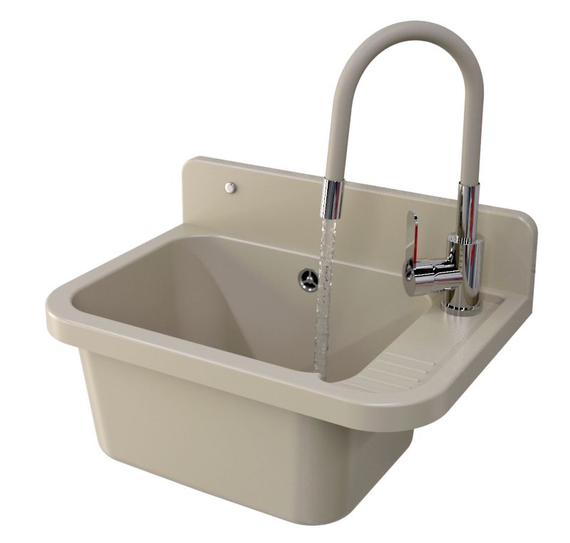 Zlew Gospodarczy Granitan Paron Beżowy Komora Techniczna Bateria Beżowa Elastyczna Wylewka 1 szt.