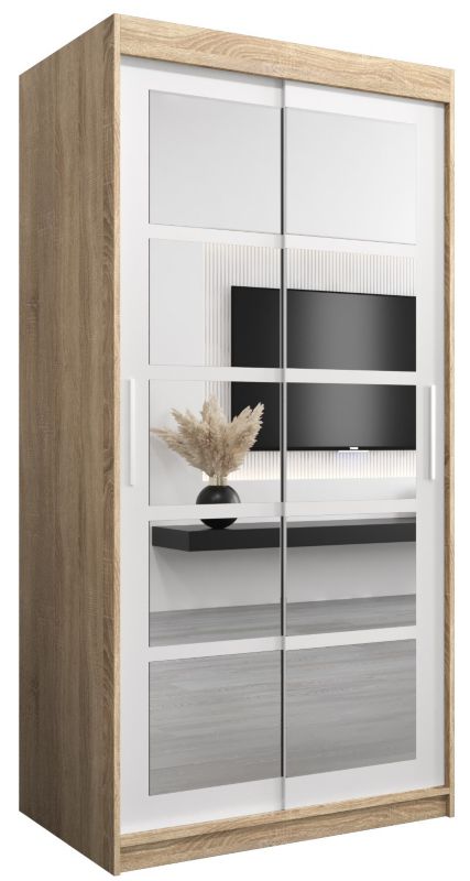 Szafa przesuwna Abiks ROMA 2 100 sonoma + biały mat 1 szt.