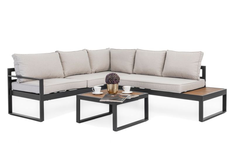 Zestaw mebli ogrodowych narożnik New Home NICEA beżowo grafitowy prawy aluminiowy 1 kpl