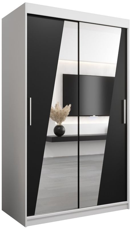 Szafa przesuwna Garderoba Abiks RHOMB 120 biały mat + czarny mat 1 szt.