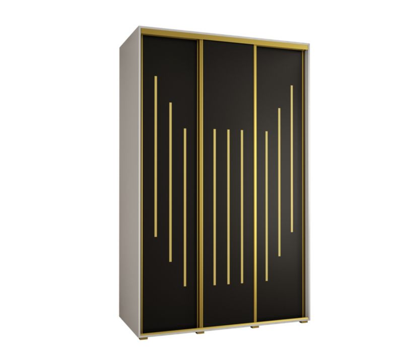 Szafa przesuwna Abiks DAVOS 8 wysoka szer.150cm gł.45cm biały/czarny/złoty 1szt.