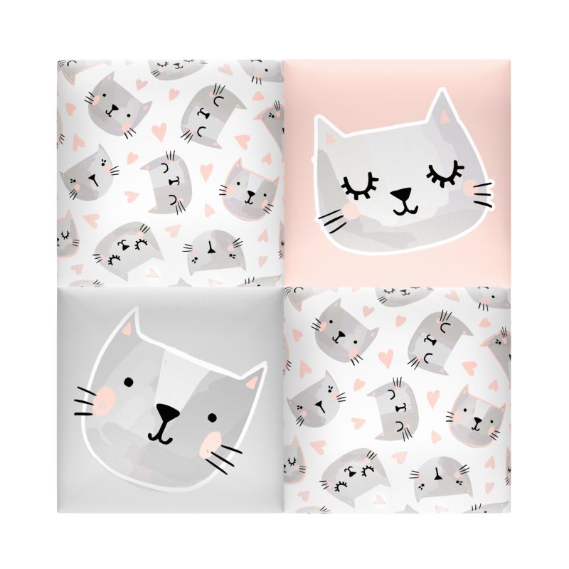 Panel ścienny tapicerowany Stegu Mollis kwadrat 30 x 30 cm Koty - 4szt.