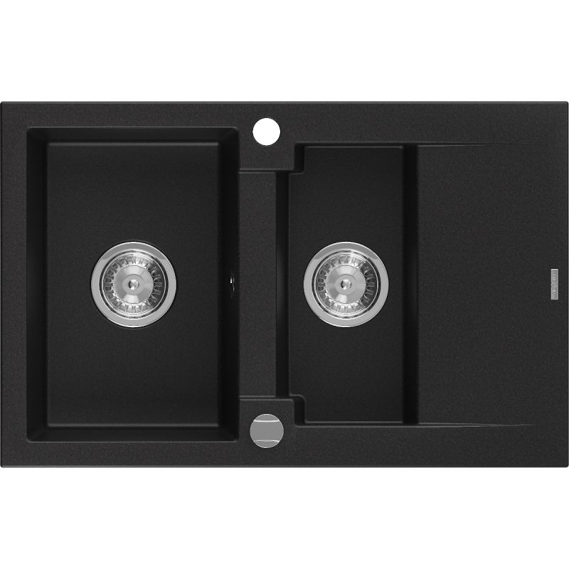 Zlewozmywak granitowy Mexen Gaspar 1,5-komorowy czarny nakrapiany 737 x 475 mm - 6507731505-76-G 1 szt.