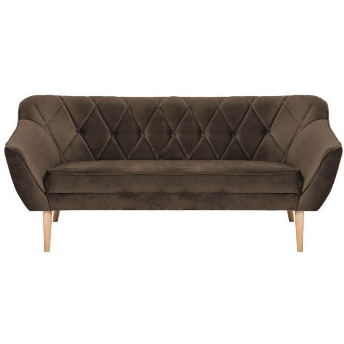 Sofa trzyosobowa Bettso Caro z pikowanym oparciem w stylu skandynawskim brązowy 1szt.