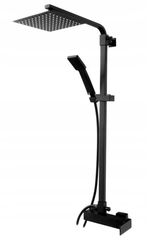 Zestaw Prysznicowy Granitan Cube Deszczownica, Słuchawka Czarny 1kpl.