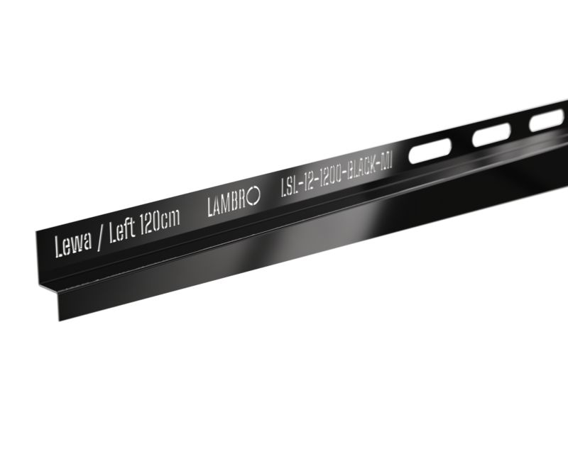 Listwa brodzikowa przyścienna spadkowa Lambro czarny połysk 120 cm lewa 1 szt.
