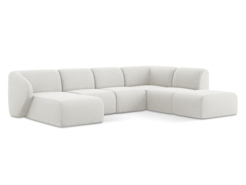 Sofa panoramiczna lewa LaMiaSofa CERVO z tkaniny bouclé 325x236 cm biały 1 szt.