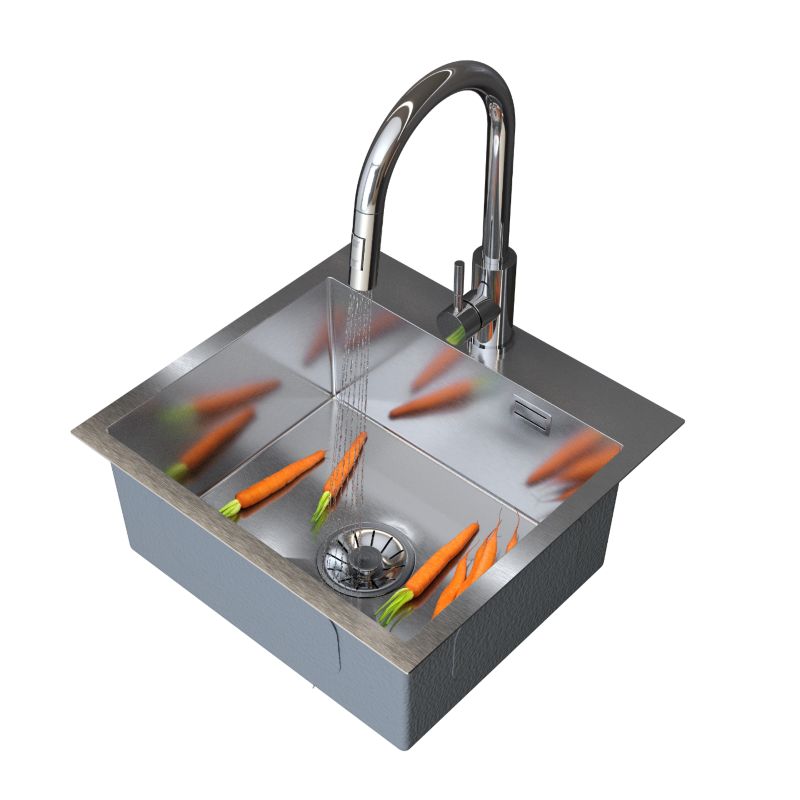 Zlewozmywak Stalowy Jednokomorowy Granitan Silvo48 Chrom Zestaw Bateria Syfon Lux 1 kpt.