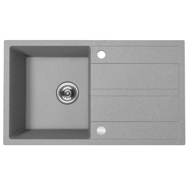 Zlewozmywak granitowy, Kuchinox, Szary, Viti, Jednokomorowy, 44x76cm, z ociekaczem, z syfonem, 1 szt.