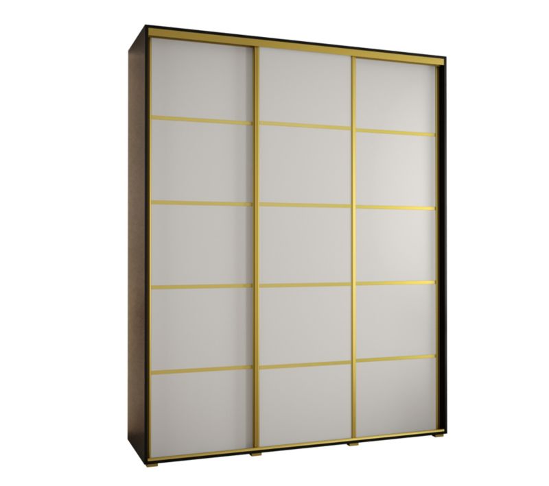 Szafa przesuwna Abiks DAVOS 4 wysoka szer.200cm gł.60cm czarny/biały/złoty 1szt.