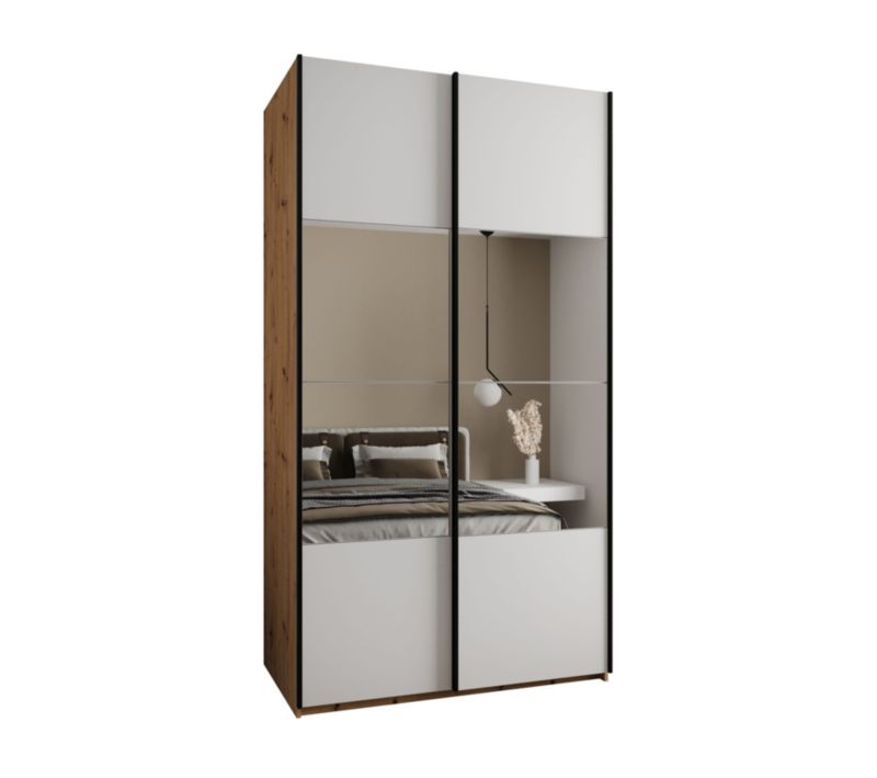 Szafa przesuwna Abiks LUX 4 wysoka szer.130cm artisan/biały/czarny 1szt.