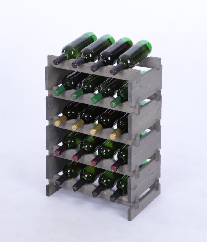 Stojak na wino MODO24 regał modułowy na butelki 5 leżni x 4 butelki montaż bez narzędzi impregnacja szara 1 szt.