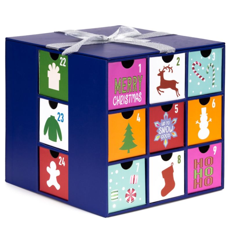 Kalendarz adwentowy, świąteczny Springos pudełko z 24 szufladkami do uzupełnienia, multikolor 1 szt.