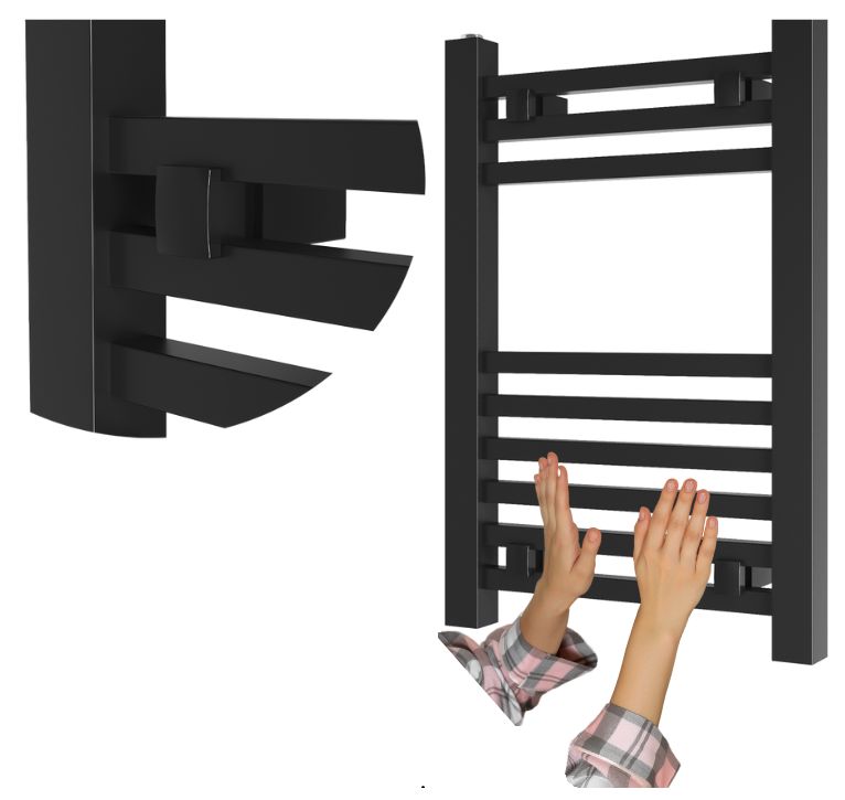 Grzejnik Łazienkowy Granitan Bergen 60/40cm Czarny Kaloryfer Drabinkowy 1kpl.