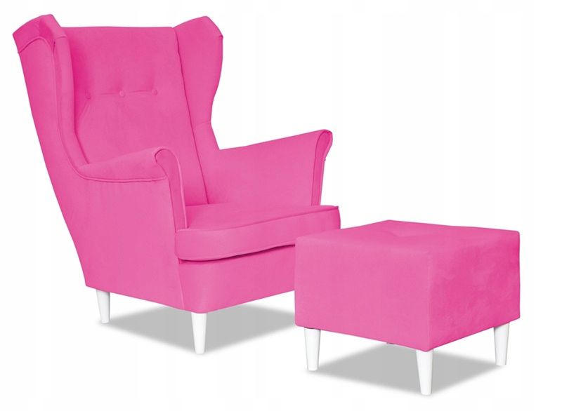Fotel uszak do salonu z podnóżkiem Family Meble ARI róż 1szt