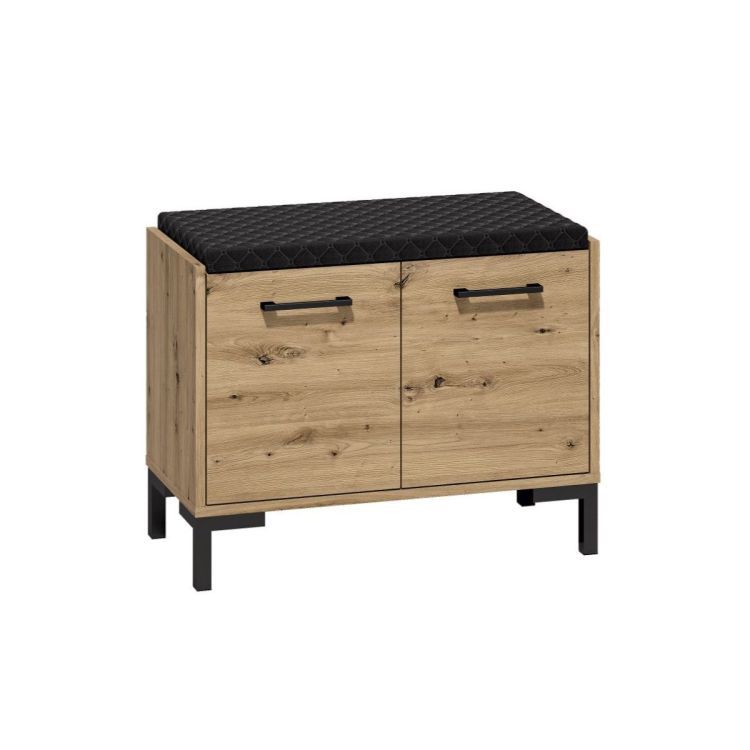 Szafka na buty z siedziskiem ML Meble NIKOLA 70 dąb artisan/czarna 1 szt.