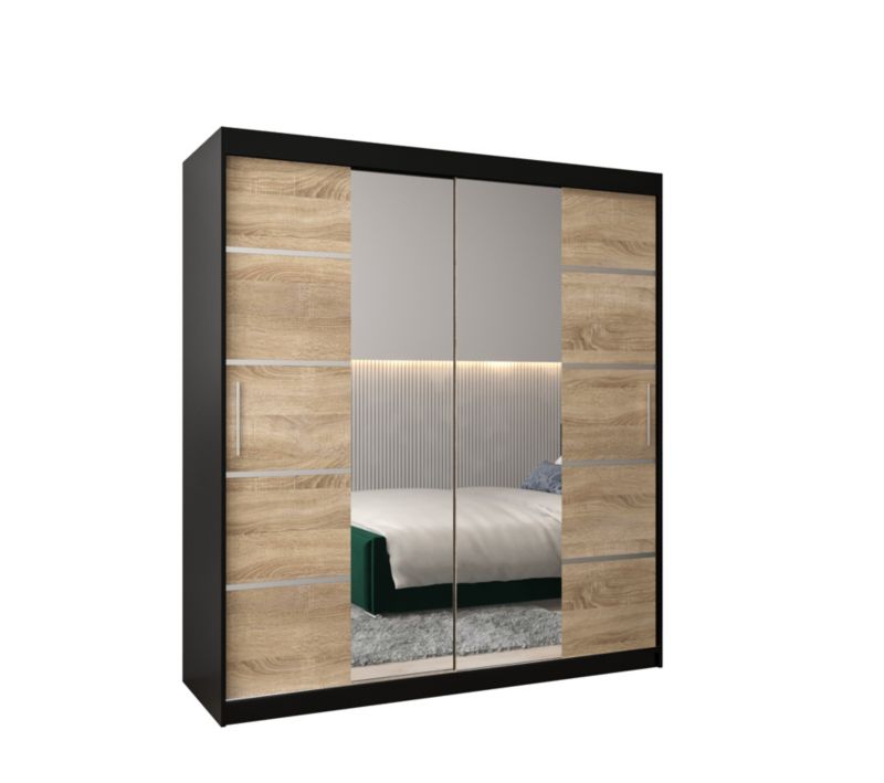 Szafa przesuwna Garderoba Abiks Verona 4 180 czarny + sonoma 1 szt.