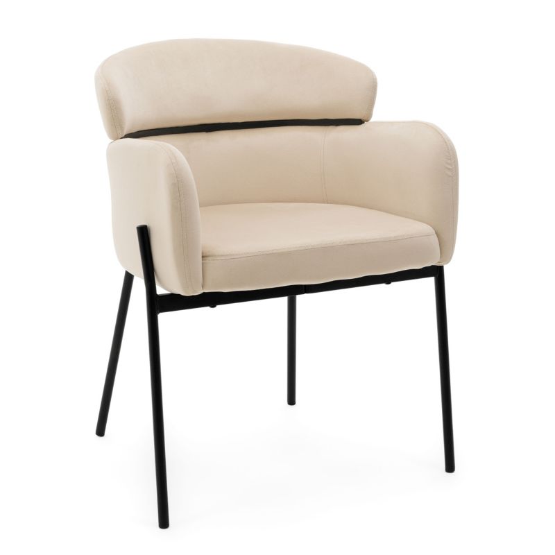 Krzesło tapicerowane New Home BOLZANO beżowe welurowe z podłokietnikami 1 szt.