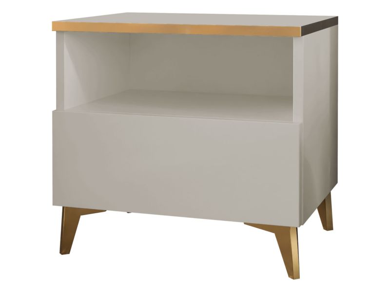 Szafka nocna MIRJAN 24 Ountra 1SZ beż/beż połysk/złoty 1 szt.