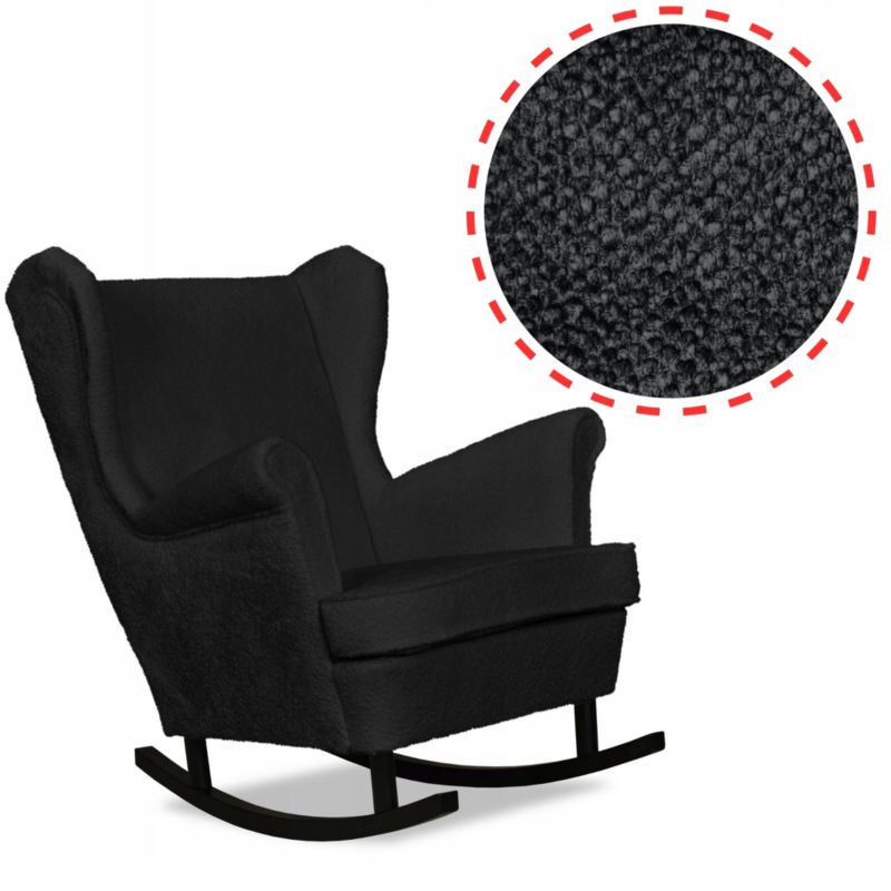 Fotel uszak do salonu bujany Family Meble Bella czarny grafitowy 1szt