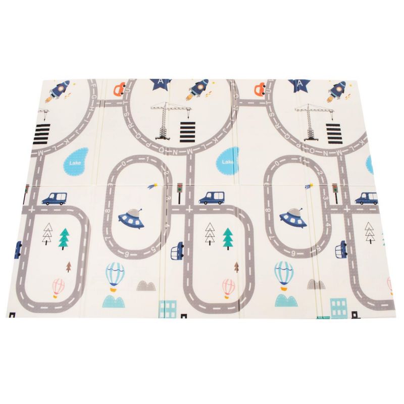 Dwustronna mata piankowa, edukacyjna dla dzieci Springos 150x200 cm składana, pojazdy 1 szt.