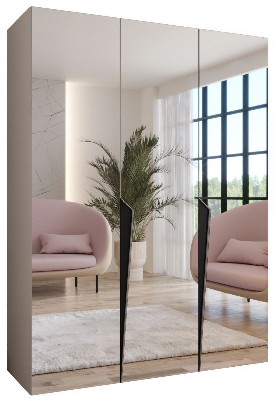 Szafa uchylna z lustrem otwierana Abiks PIANO 3 150 wys 202 cm Kaszmir + Czarny 1 szt
