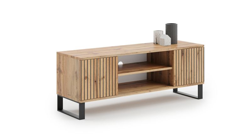 Szafka RTV Kobi 155 cm loft dąb craft złoty - lamele 1 szt.