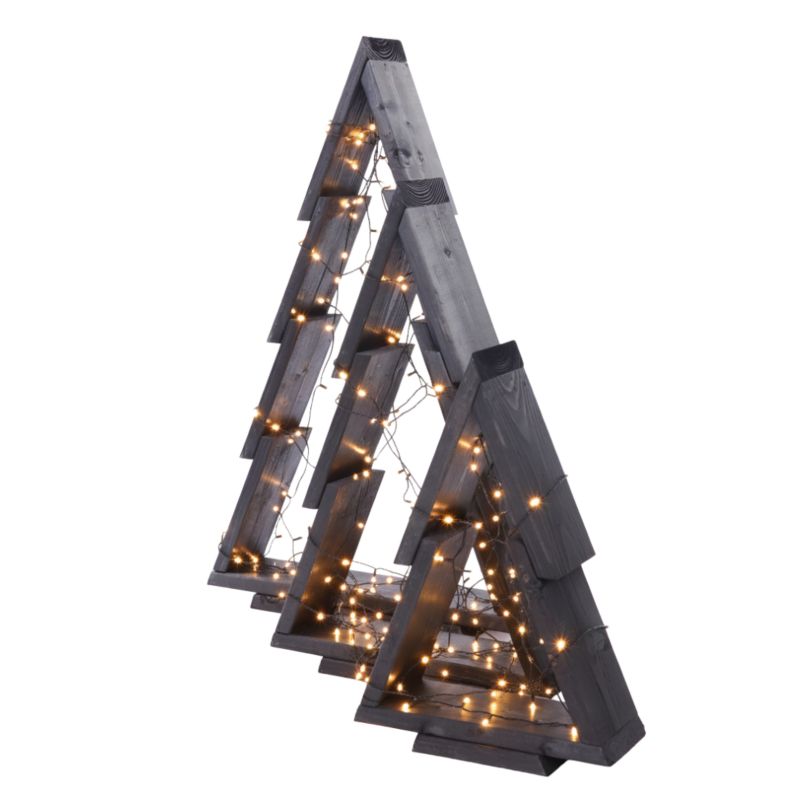 Zestaw choinek drewnianych MODO24 3w1 stojących impregnat czarny 59,5 x 48 cm 1 kpl