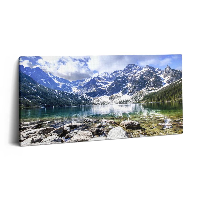 Obraz na płótnie Wallfluent 140x70 cm Pejzaż gór i jeziora 1 szt.