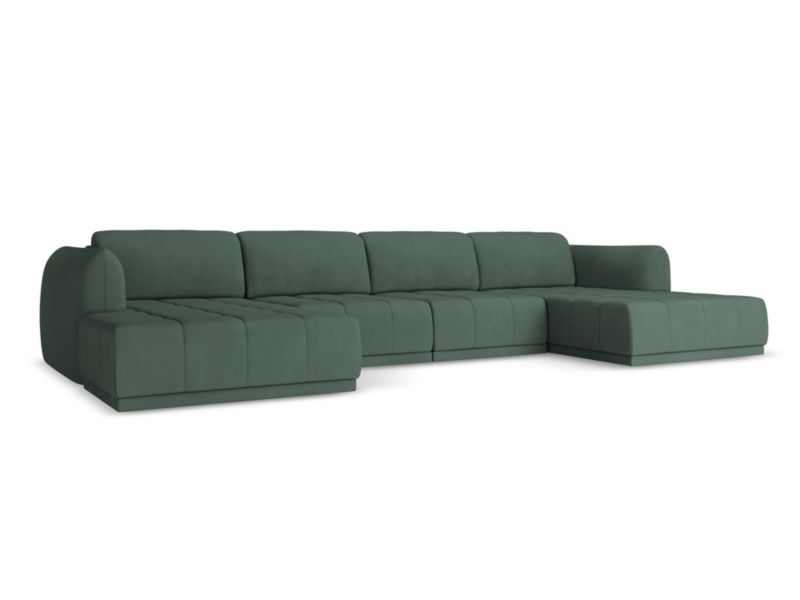 Sofa panoramiczna LaMiaSofa MILANO z tkaniny szenilowej 370x170 cm zielony 1 szt.