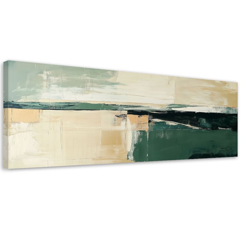 Obraz na płótnie Feeby Abstrakcja Zielony Beżowy Złoty Loft 120x40cm 1szt