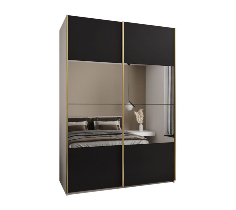 Szafa przesuwna Abiks LUX 4 wysoka szer.170cm biały/czarny/złoty 1szt.